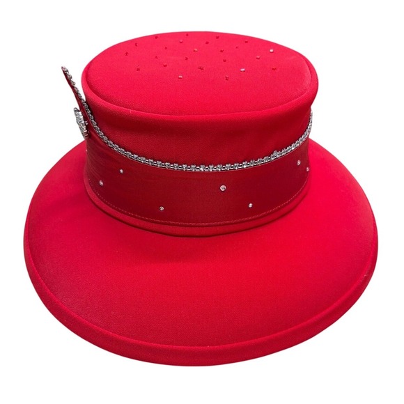 Fifth Sunday Exclusive Red Church‎ Hat Rhinestone Embellished Pillbox Dress Hat main image 5